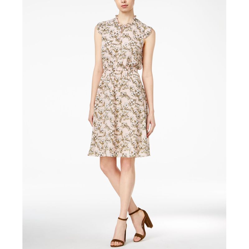 Maison Jules Printed Flutter Detail Dress